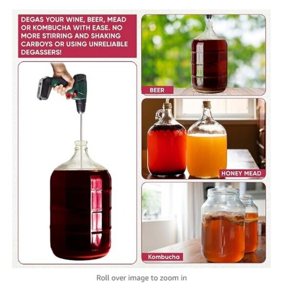 Wine Beer Degassing Stirrer 17.5” Stainless Steel 316 Drill Mixer Rod Attachment - Picture 7 of 7